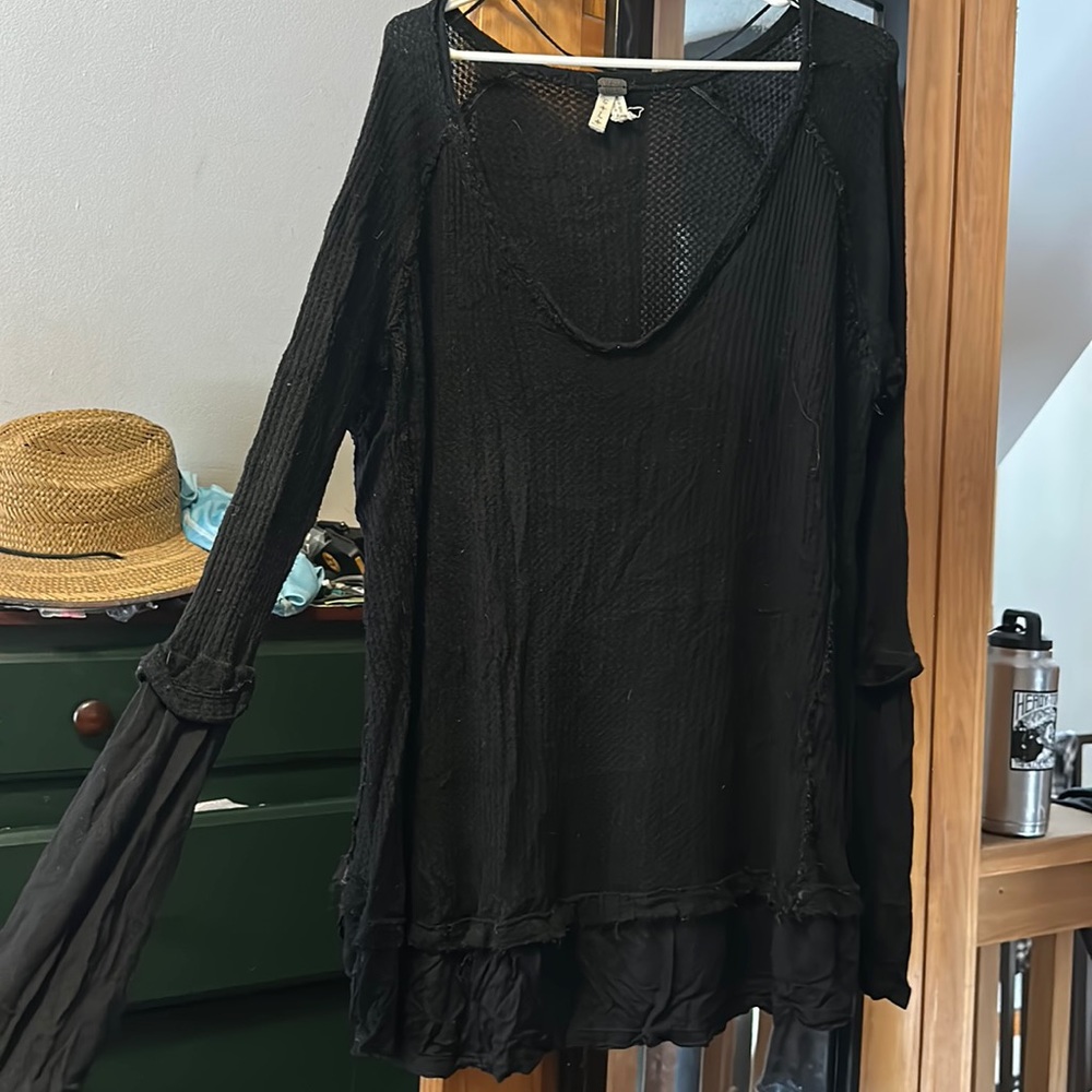 We The Free long sleeve black raglan sweater off shoulder
